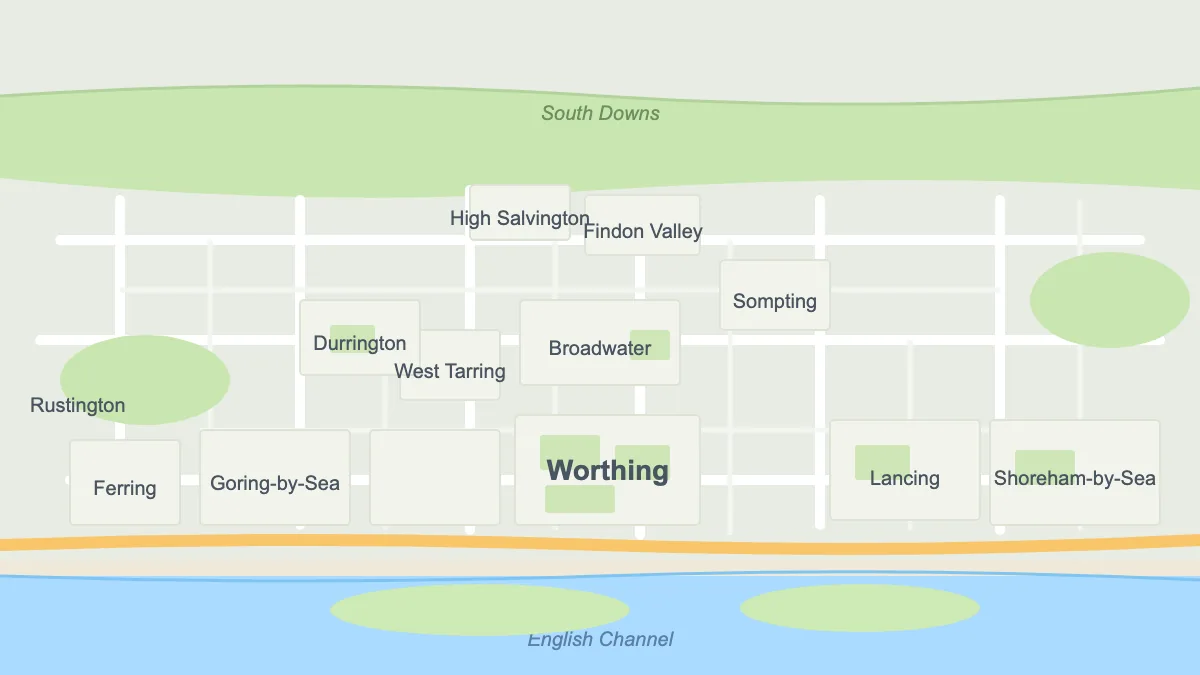 Map of Worthing and the surrounding area we cover